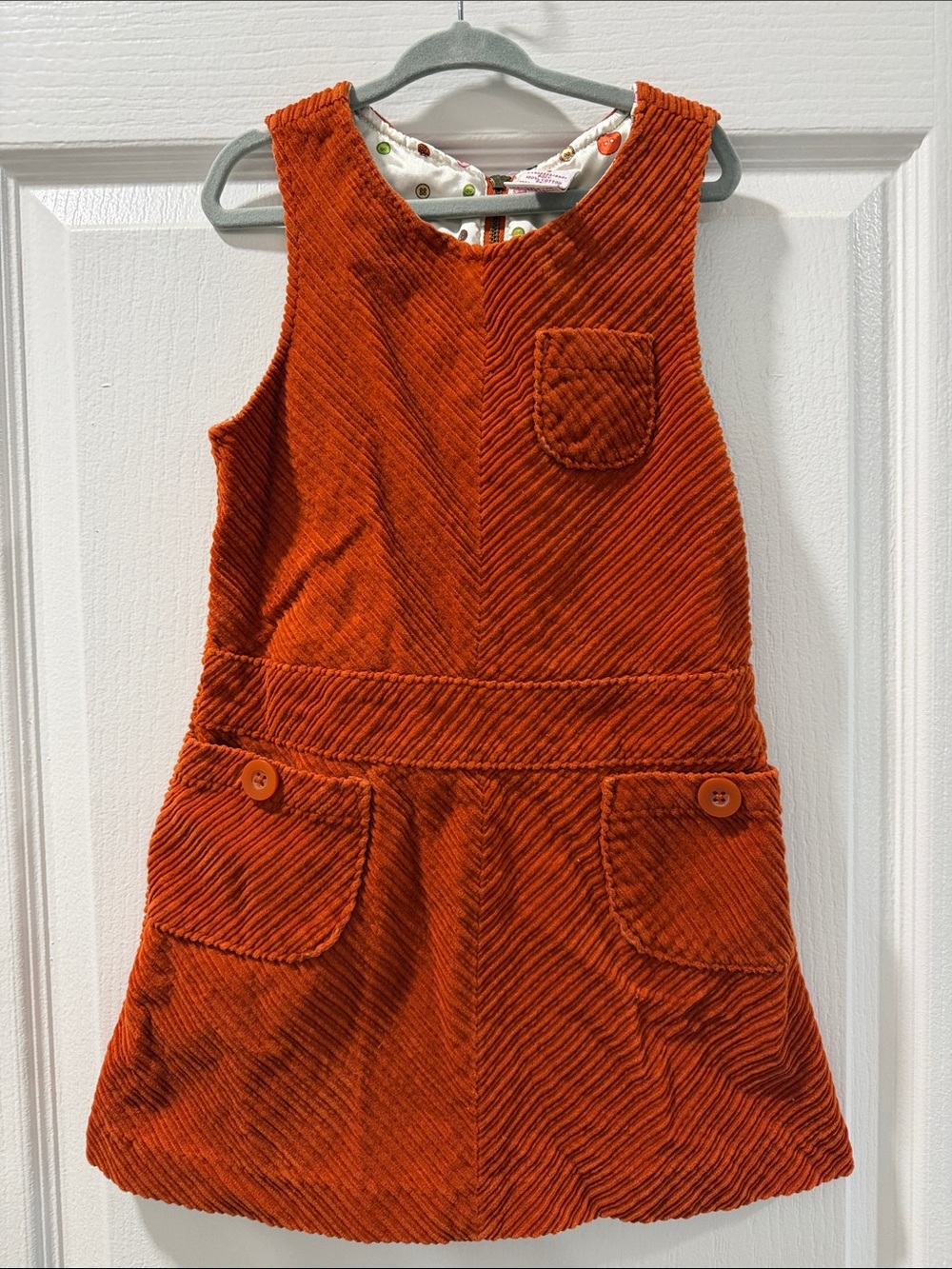 Gymboree Orange Corduroy Pinafore Dress with Button-Lined Lining Size 4